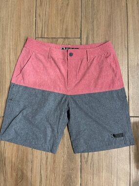 Men's Two-Tone Red and Gray Casual Swim Shorts